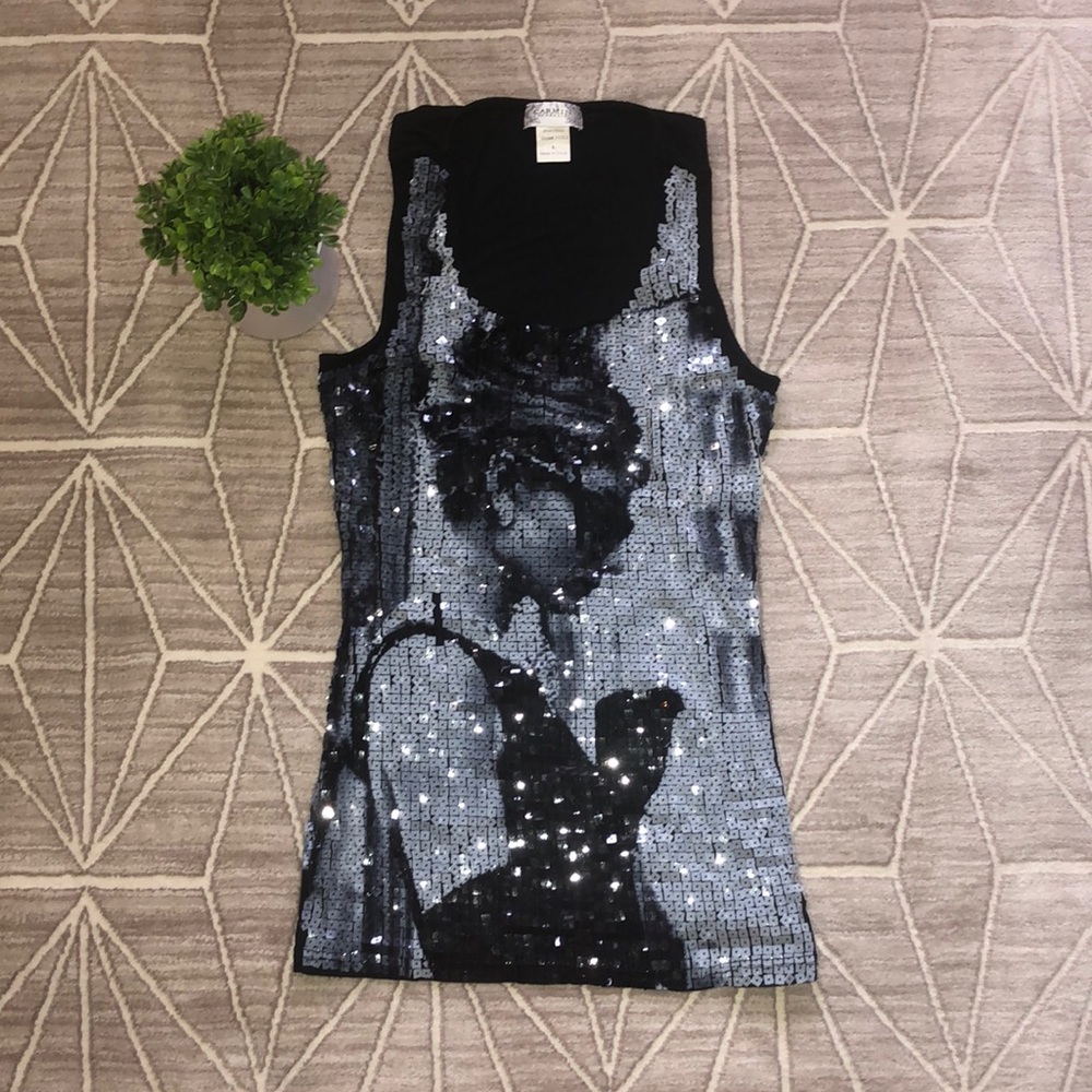 🎈Carmin LA Audrey Hepburn Sequin Racerback Tunic Tank Top